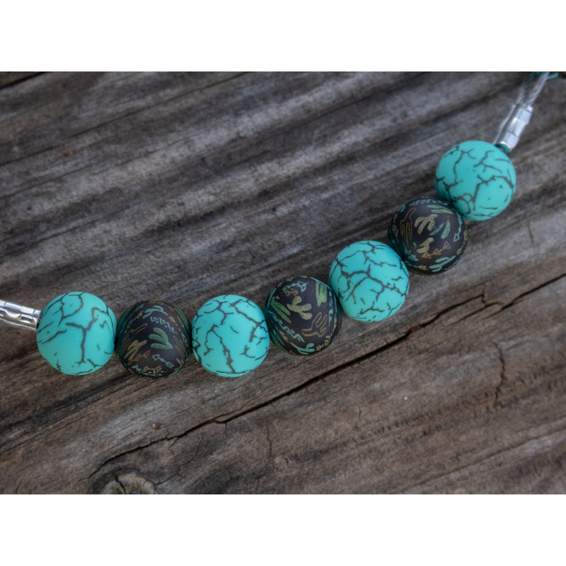NRS Turquoise Crackle Cactus Silicone Beaded Curb Strap
