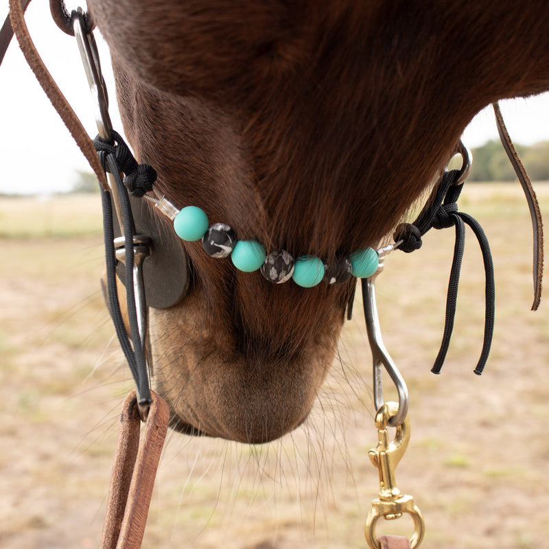 NRS Turquoise Black Floral Silicone Beaded Curb Strap