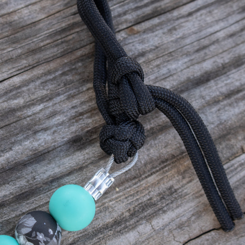 NRS Turquoise Black Floral Silicone Beaded Curb Strap