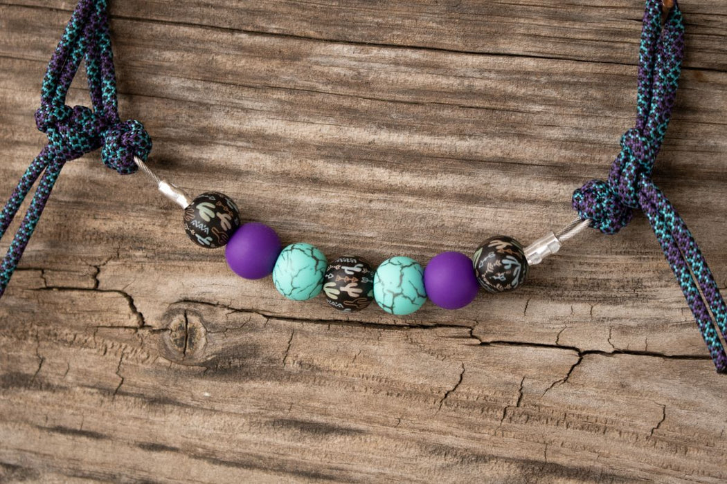 NRS Turquoise Purple Cactus Silicone Beaded Gag Curb Strap