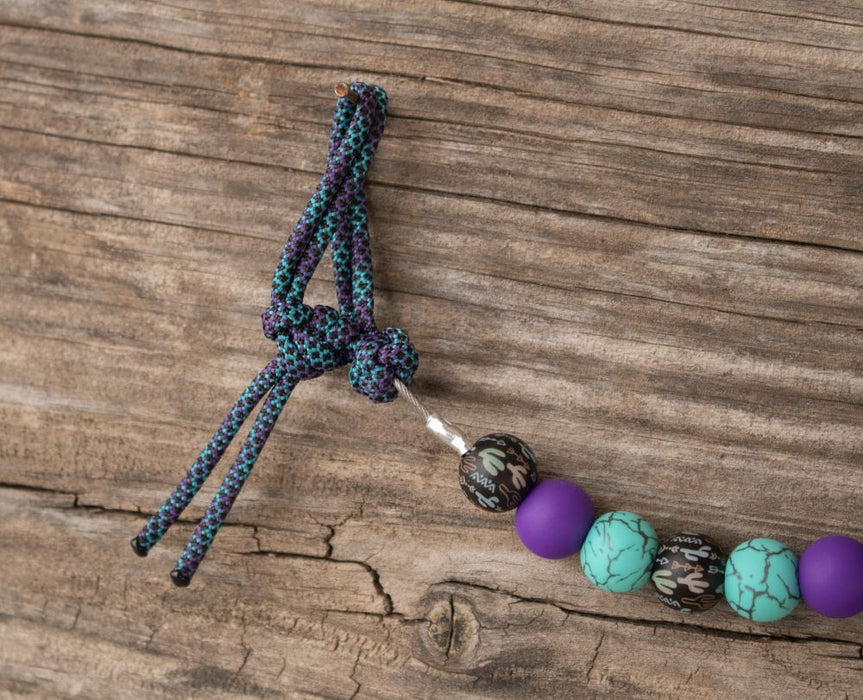 NRS Turquoise Purple Cactus Silicone Beaded Gag Curb Strap