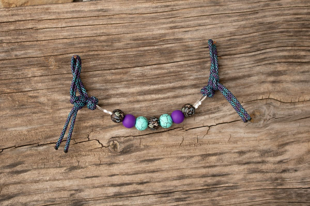 NRS Turquoise Purple Cactus Silicone Beaded Gag Curb Strap