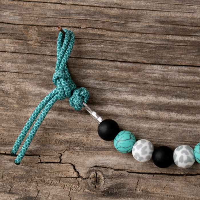 NRS Turquoise Snow Leopard Silicone Beaded Curb Strap