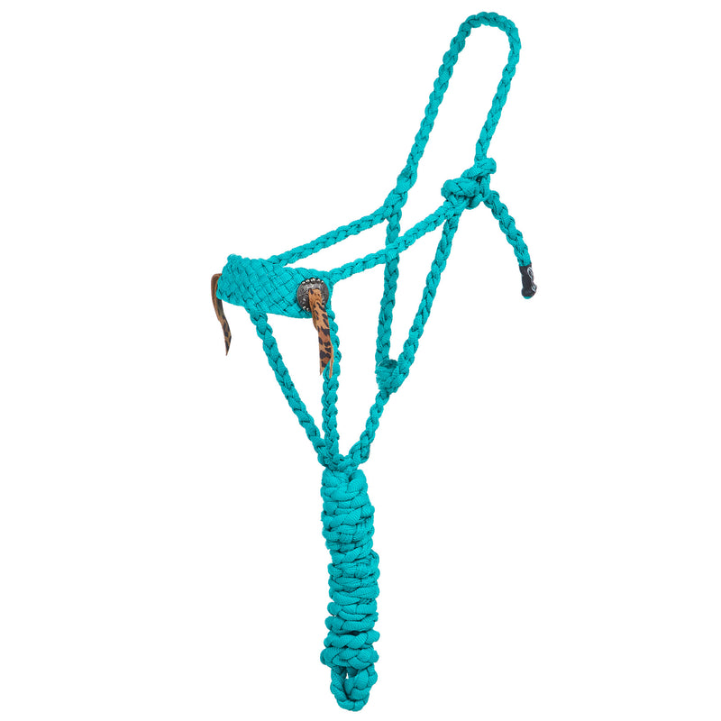 Special C Muletape Halter and 8ft Lead Rope with Slotted Concho Leopard Strings