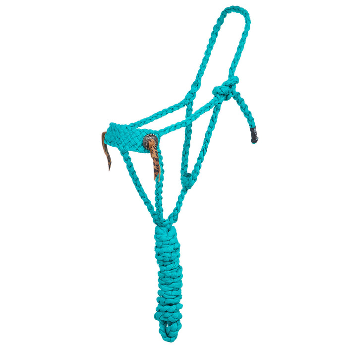 Special C Muletape Halter and 8ft Lead Rope with Slotted Concho Leopard Strings