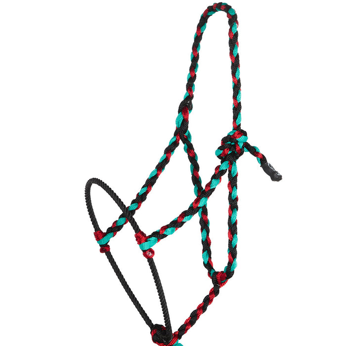 Special C Muletape Black, Teal and Red Lariat Rope Noseband Muletape Halter