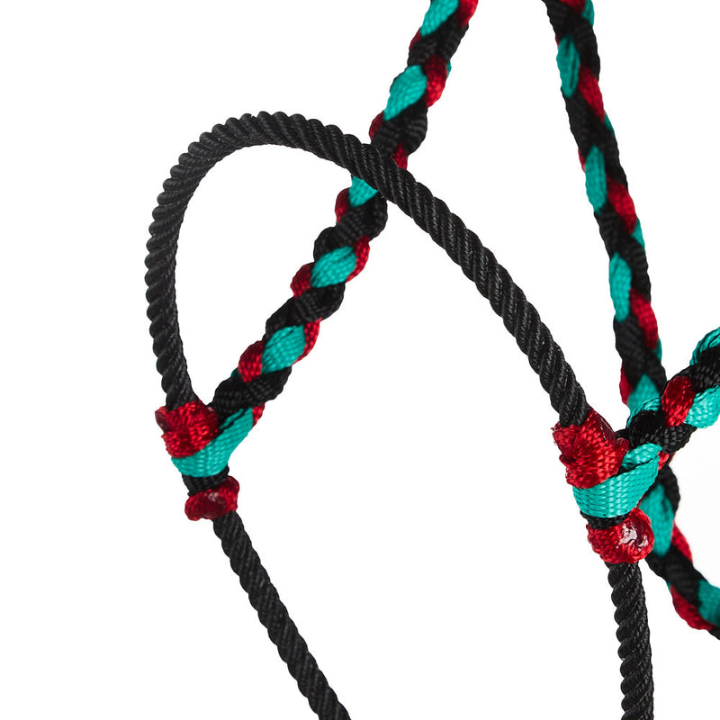Special C Muletape Black, Teal and Red Lariat Rope Noseband Muletape Halter
