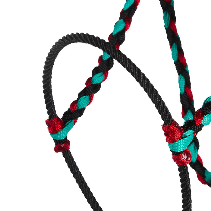 Special C Muletape Black, Teal and Red Lariat Rope Noseband Muletape Halter