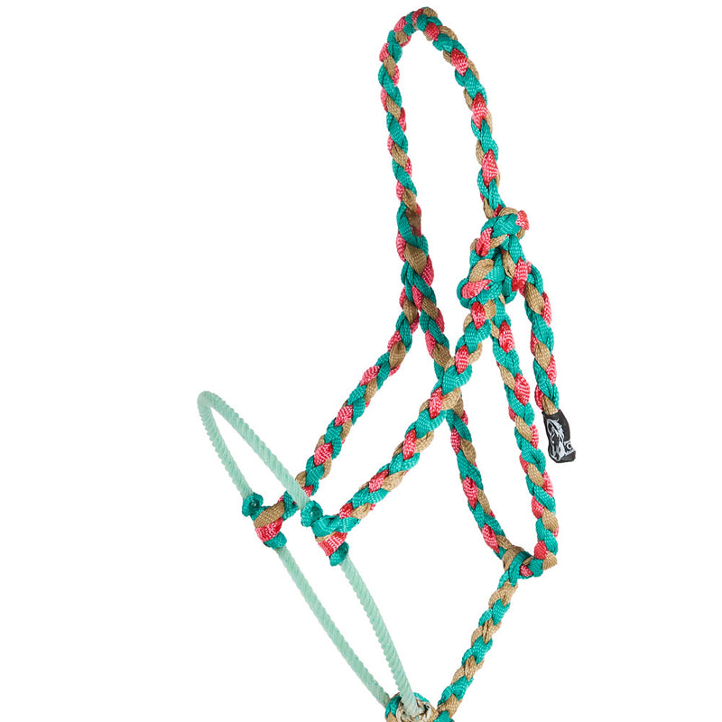 Special C Muletape Teal, Pink and Sand Lariat Rope Noseband Muletape Halter