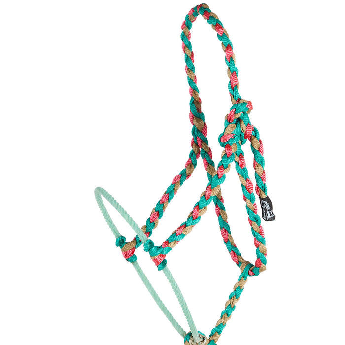 Special C Muletape Teal, Pink and Sand Lariat Rope Noseband Muletape Halter