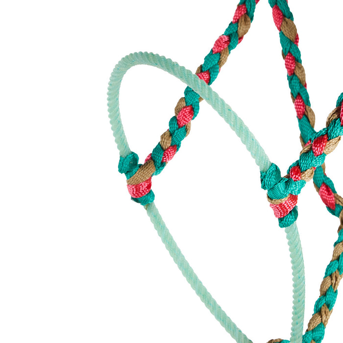 Special C Muletape Teal, Pink and Sand Lariat Rope Noseband Muletape Halter