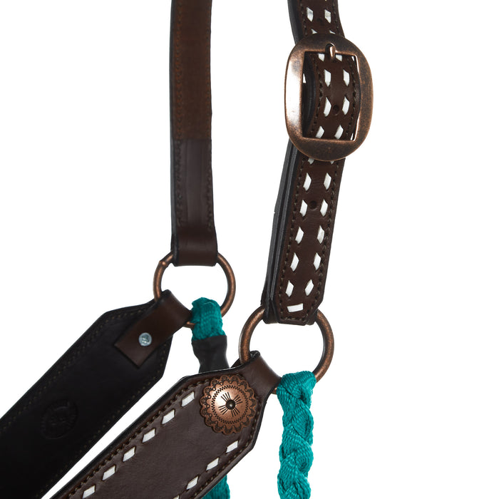 Special C Muletape Shotgun Rope Nose Teal Halter with 8ft attached lead