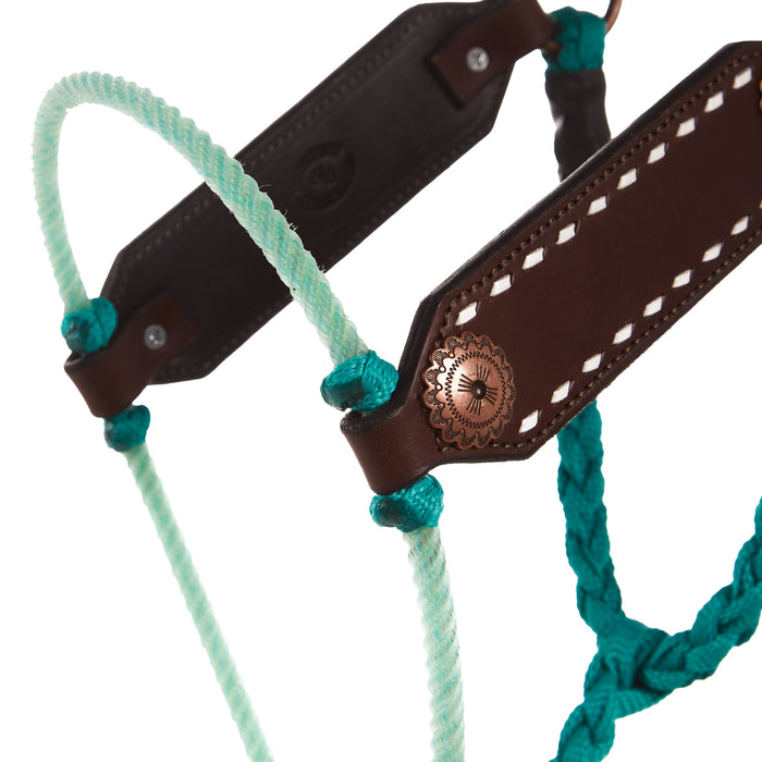 Special C Muletape Shotgun Rope Nose Teal Halter with 8ft attached lead