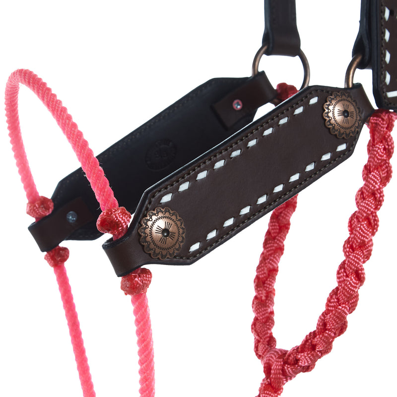 Special C Muletape Shotgun Rope Nose Pink Halter with 8ft attached lead
