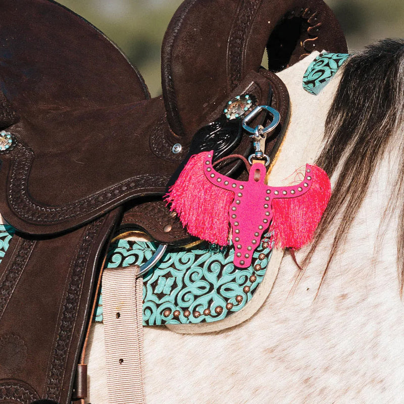 Circle Y Saddlery Pink Fringe Cowhead Saddle Charm