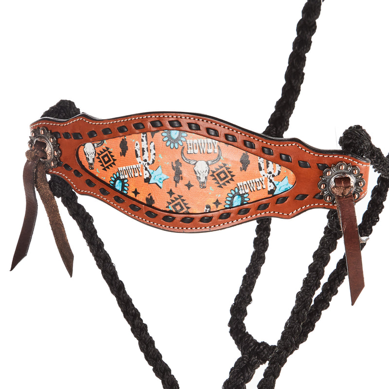 Schulz Equine Howdy Bronc Noseband Braided Rope Horse Halter