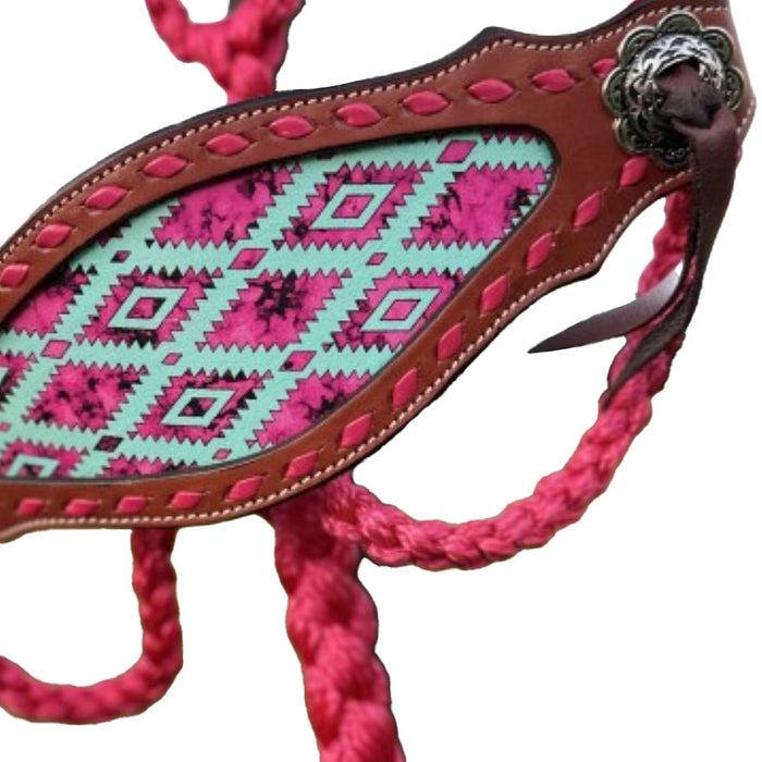 Schulz Equine Pink Aztec Bronc Noseband Horse Halter