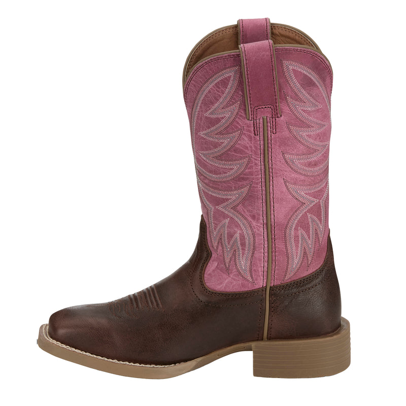Justin Boot Company Womens Brown Water Buffalo Vamp 11In Pink Buffalo Top Cowgirl Boot