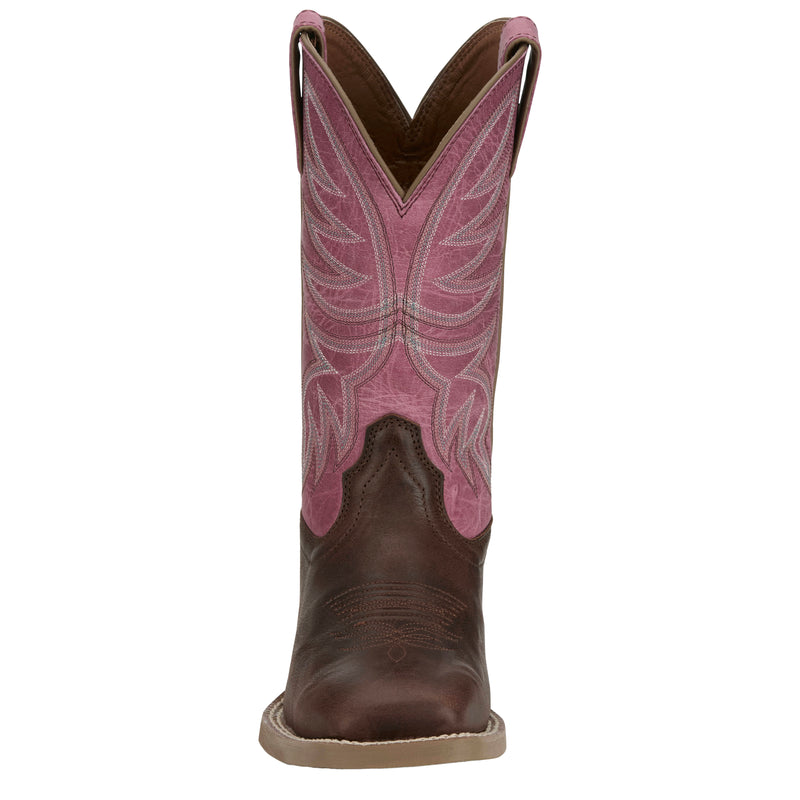 Justin Boot Company Womens Brown Water Buffalo Vamp 11In Pink Buffalo Top Cowgirl Boot