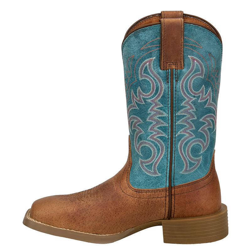 Justin Boot Company Women's Della Brown Water Buffalo Vamp 11in Turquoise Top Boot