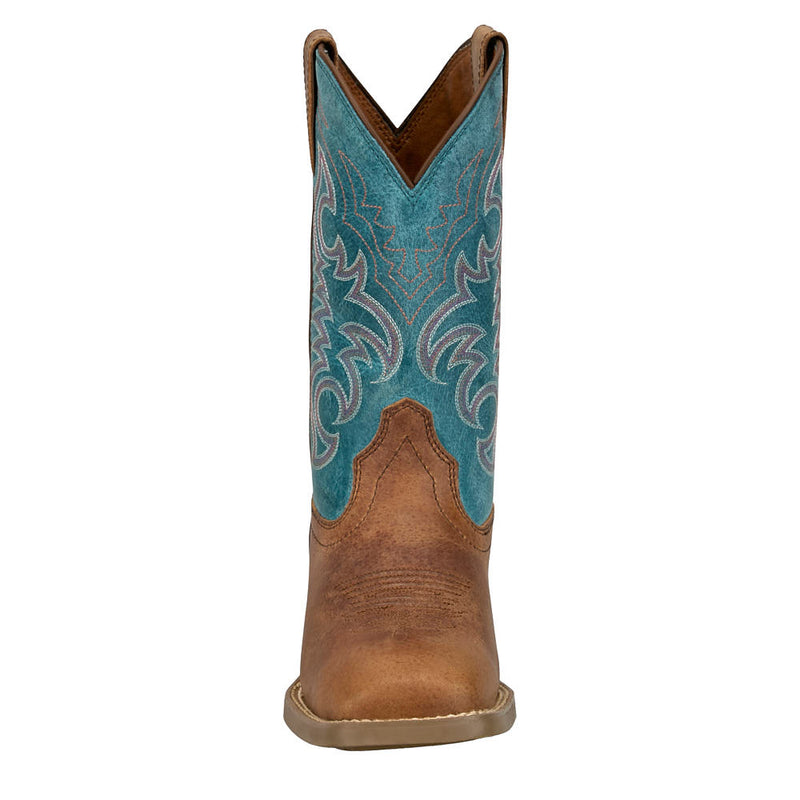 Justin Boot Company Women's Della Brown Water Buffalo Vamp 11in Turquoise Top Boot