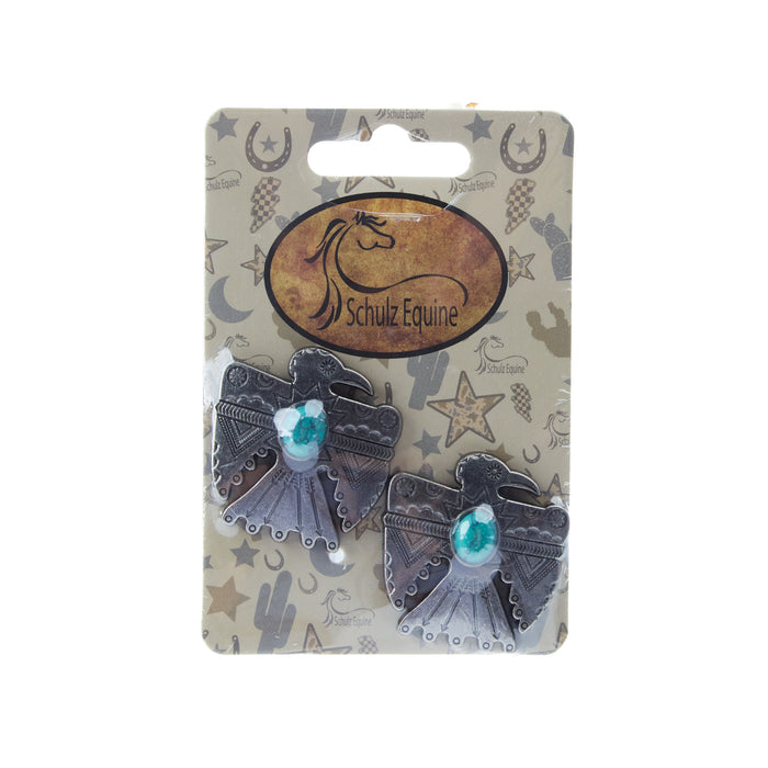 Schulz Equine 2 Pack 1.5in Silver Thunderbird Screwback Conchos
