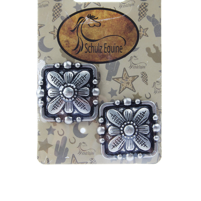 Schulz Equine 2 Pack 1.5in Silver Daisy Screwback Conchos