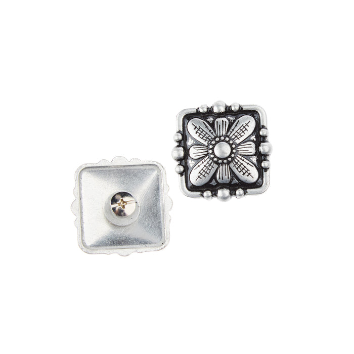 Schulz Equine 2 Pack 1.5in Silver Daisy Screwback Conchos