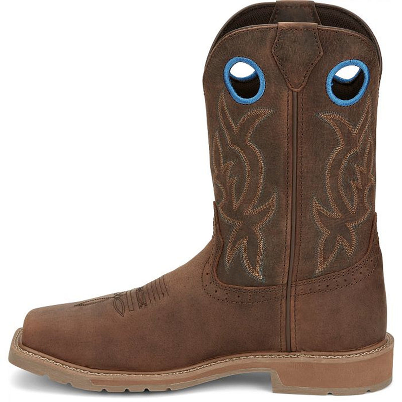 Justin Boots Mens All Around 11in Top Steel Square Toe Work Boot