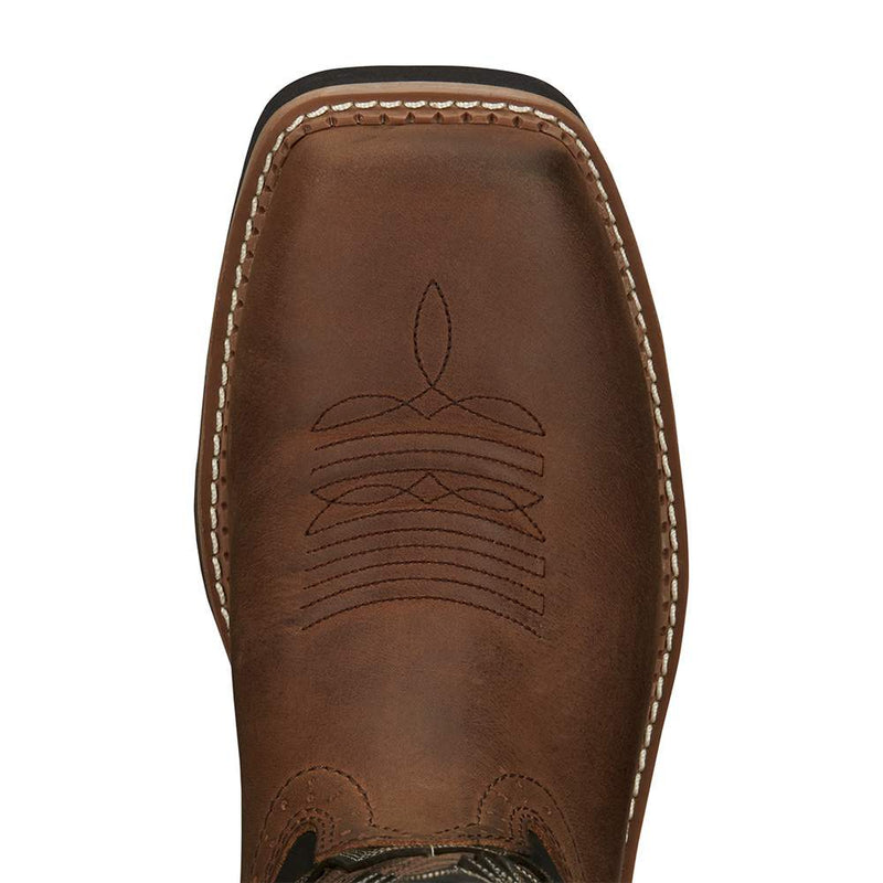 Justin Boot Company Men`s Stampede Bolt Pecan Water Buffalo 11` Black Water Buffalo Soft Toe
