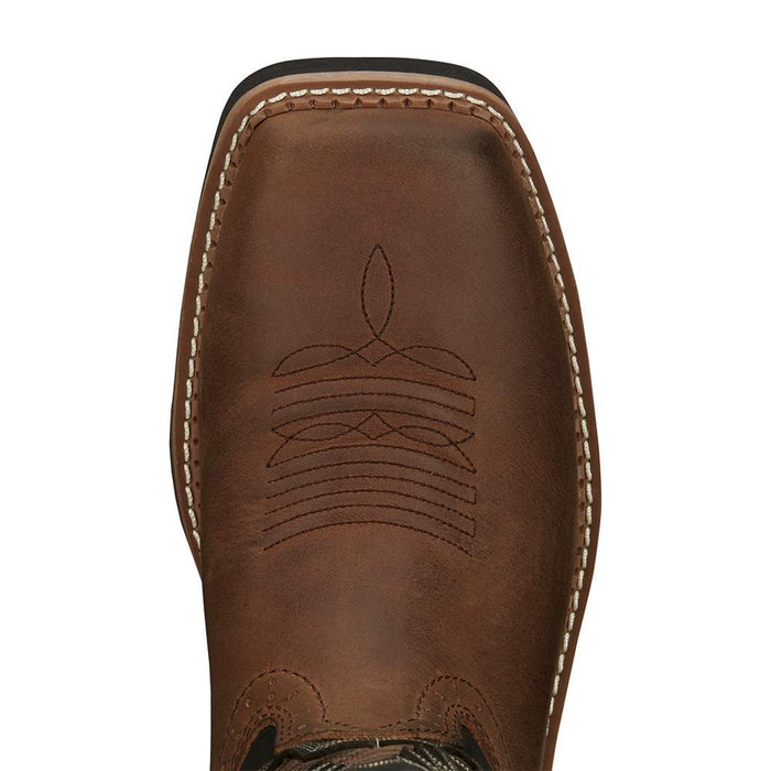 Justin Boot Company Men`s Stampede Bolt Pecan Water Buffalo 11` Black Water Buffalo Soft Toe