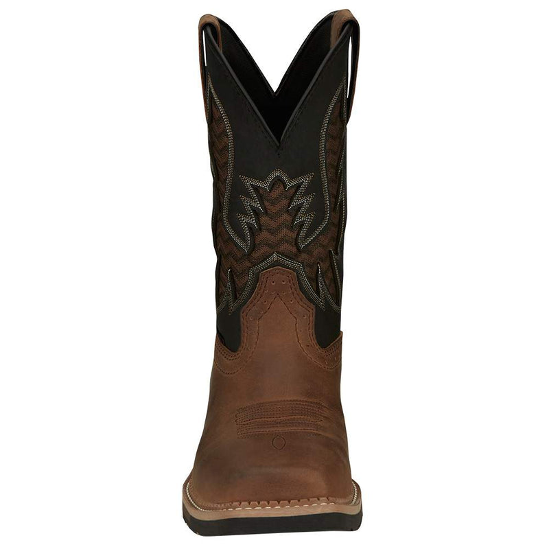 Justin Boot Company Men`s Stampede Bolt Pecan Water Buffalo 11` Black Water Buffalo Nano Comp