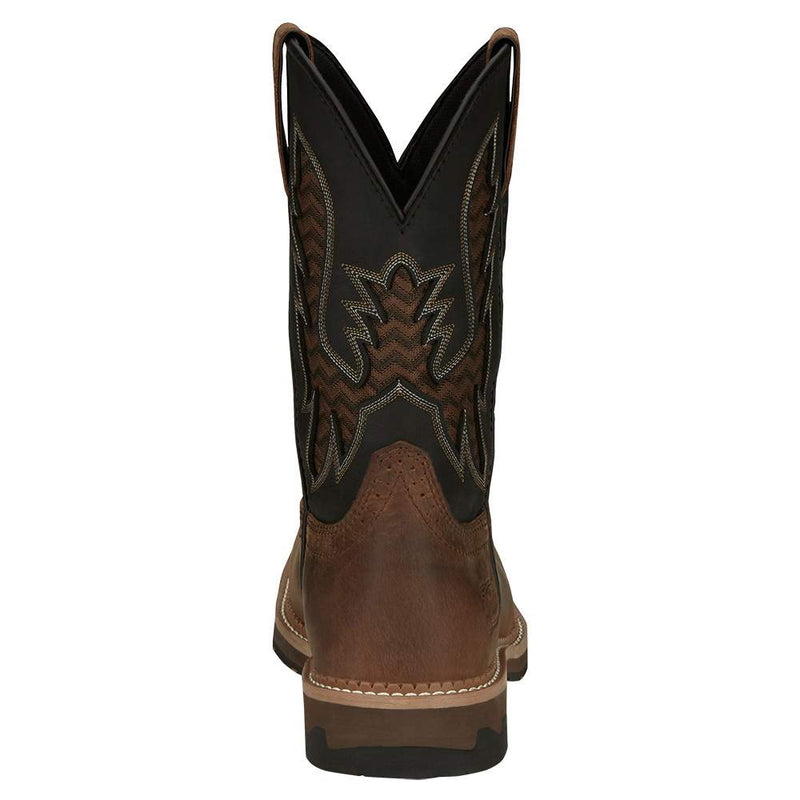 Justin Boot Company Men`s Stampede Bolt Pecan Water Buffalo 11` Black Water Buffalo Nano Comp