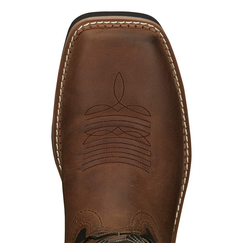 Justin Boot Company Men`s Stampede Bolt Pecan Water Buffalo 11` Black Water Buffalo Nano Comp