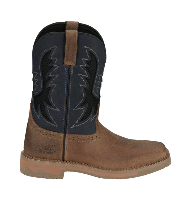 Justin Boot Company Mens Stampede Bolt Peanut Tan 11 In Top Soft Square Toe Work Boot