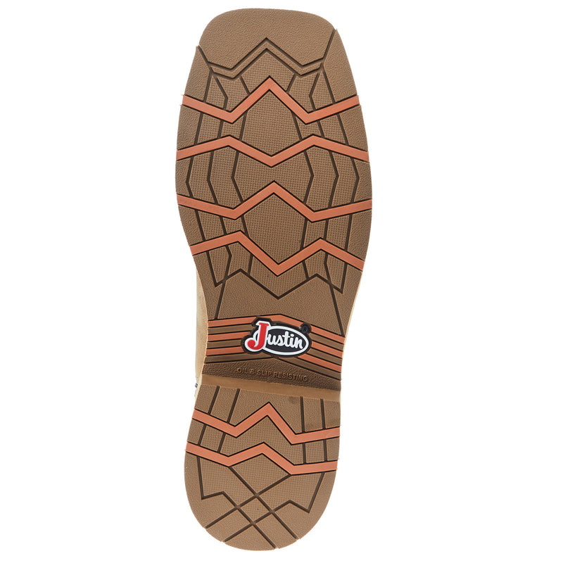 Justin Boot Company Mens Stampede Bolt Peanut Tan 11 In Top Nano Comp Square Toe Work Boot