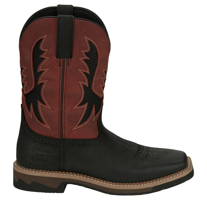 Justin Boot Company Men's Stampede Bolt Coal Black 11 In Top Soft Square Toe Work Boot