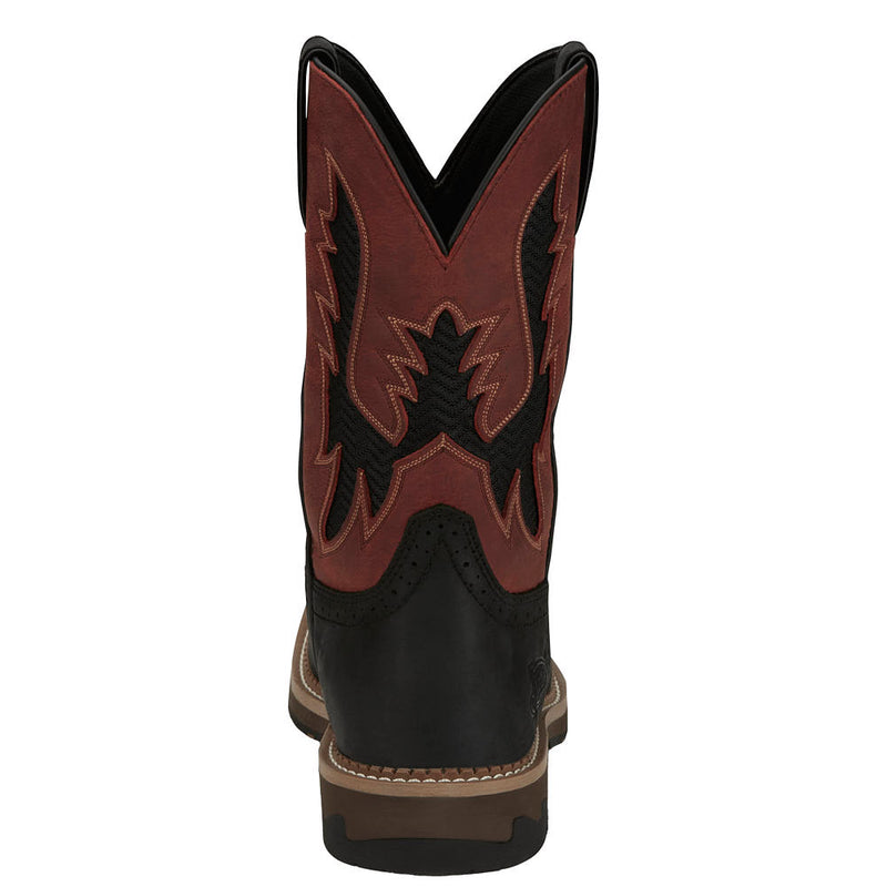 Justin Boot Company Men's Stampede Bolt Coal Black 11 In Top Soft Square Toe Work Boot
