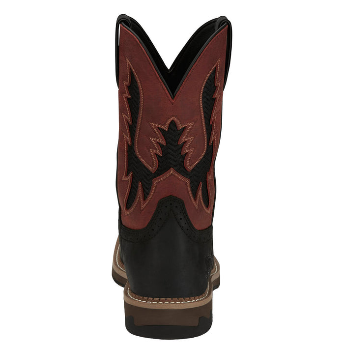 Justin Boot Company Men's Stampede Bolt Coal Black 11 In Top Soft Square Toe Work Boot