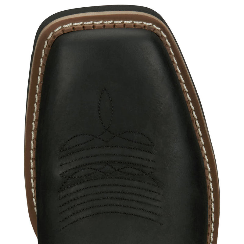 Justin Boot Company Men's Stampede Bolt Coal Black 11 In Top Soft Square Toe Work Boot