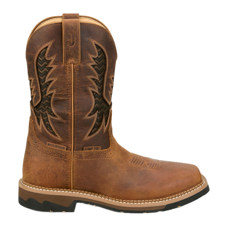 Justin Boot Company Men's Bolt Pecan 11in Comp Square Toe Waterproof Work Boot