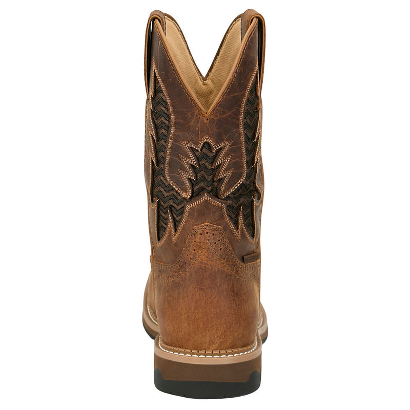 Justin Boot Company Men's Bolt Pecan 11in Comp Square Toe Waterproof Work Boot