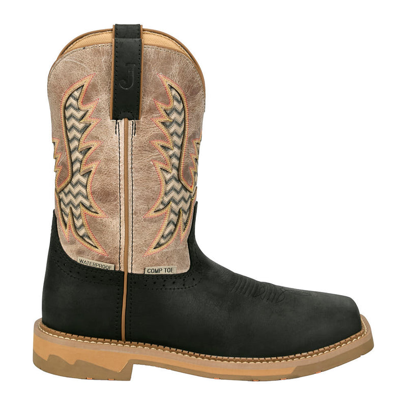 Justin Boot Company Men's Bolt Black 11in Comp Square Toe Waterproof Work Boot