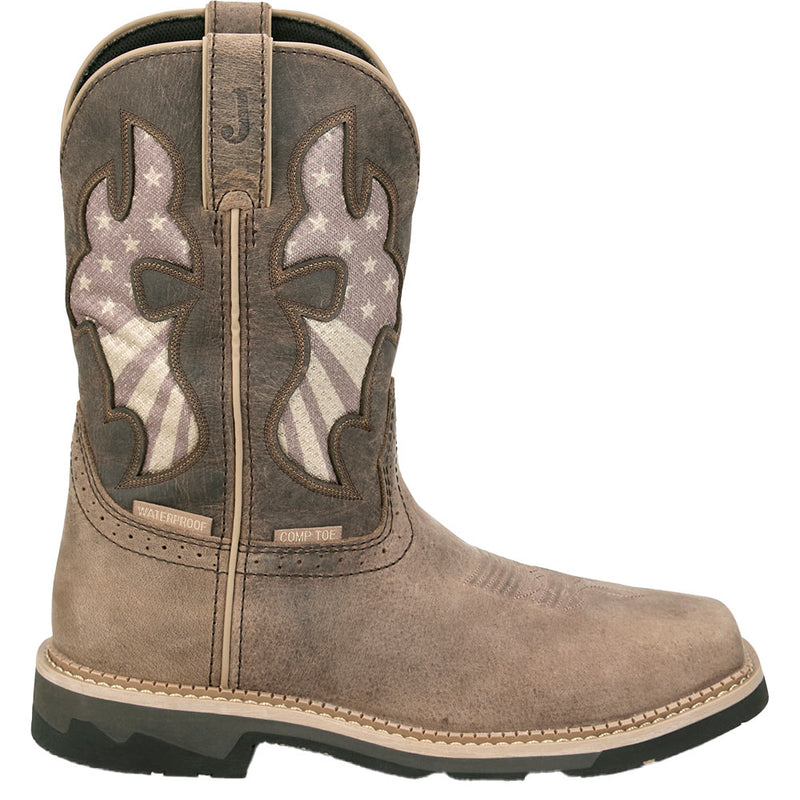 Justin Boot Company Men's Bolt Brown Vamp 11in Top Comp Square Toe Waterproof Work Boot
