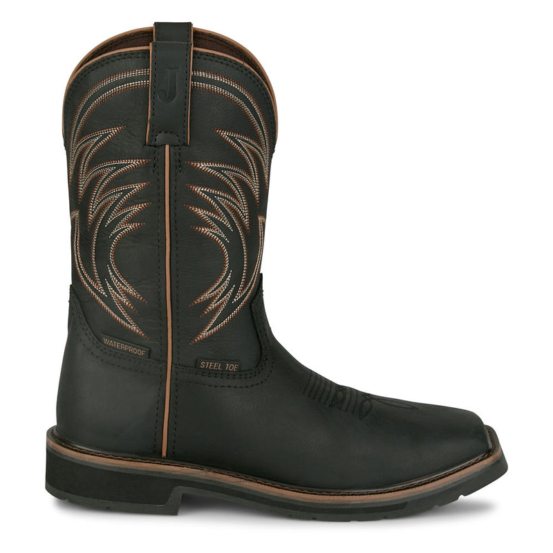 Justin Boot Company Men's Widowmaker Black 11In Top Square Steel Toe Work Boot