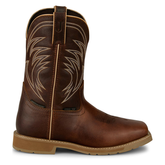 Justin Boot Company Men's Daywork Pecan 11In Top Square Steel Toe Work Boot