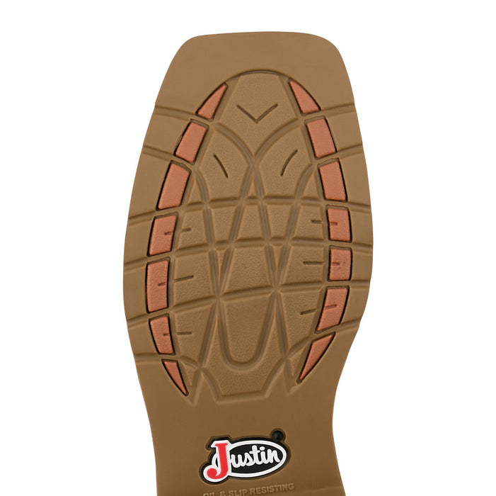 Justin Boot Company Men's Daywork Pecan 11In Top Square Steel Toe Work Boot