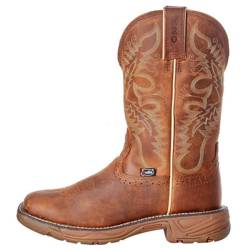 Justin Boot Company Women's Stampede Rush Tan Waterproof Soft Toe Work Boot