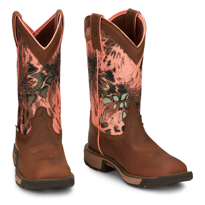 Justin Boot Company Women's Stampede Rush WP Soft Toe Square Toe Work Boot