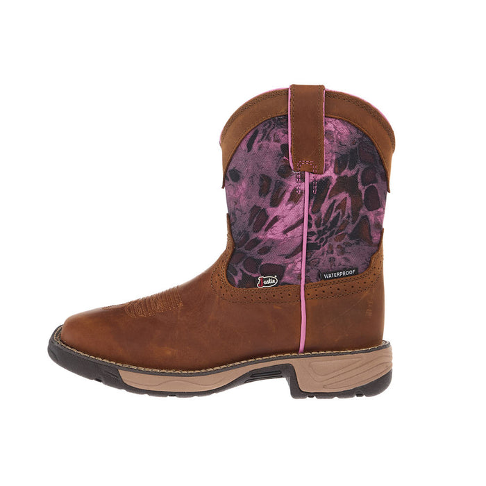 Justin Boot Company Women's Rush Cedar Brown Pink Camo 8in. Square Soft Toe Work Boot